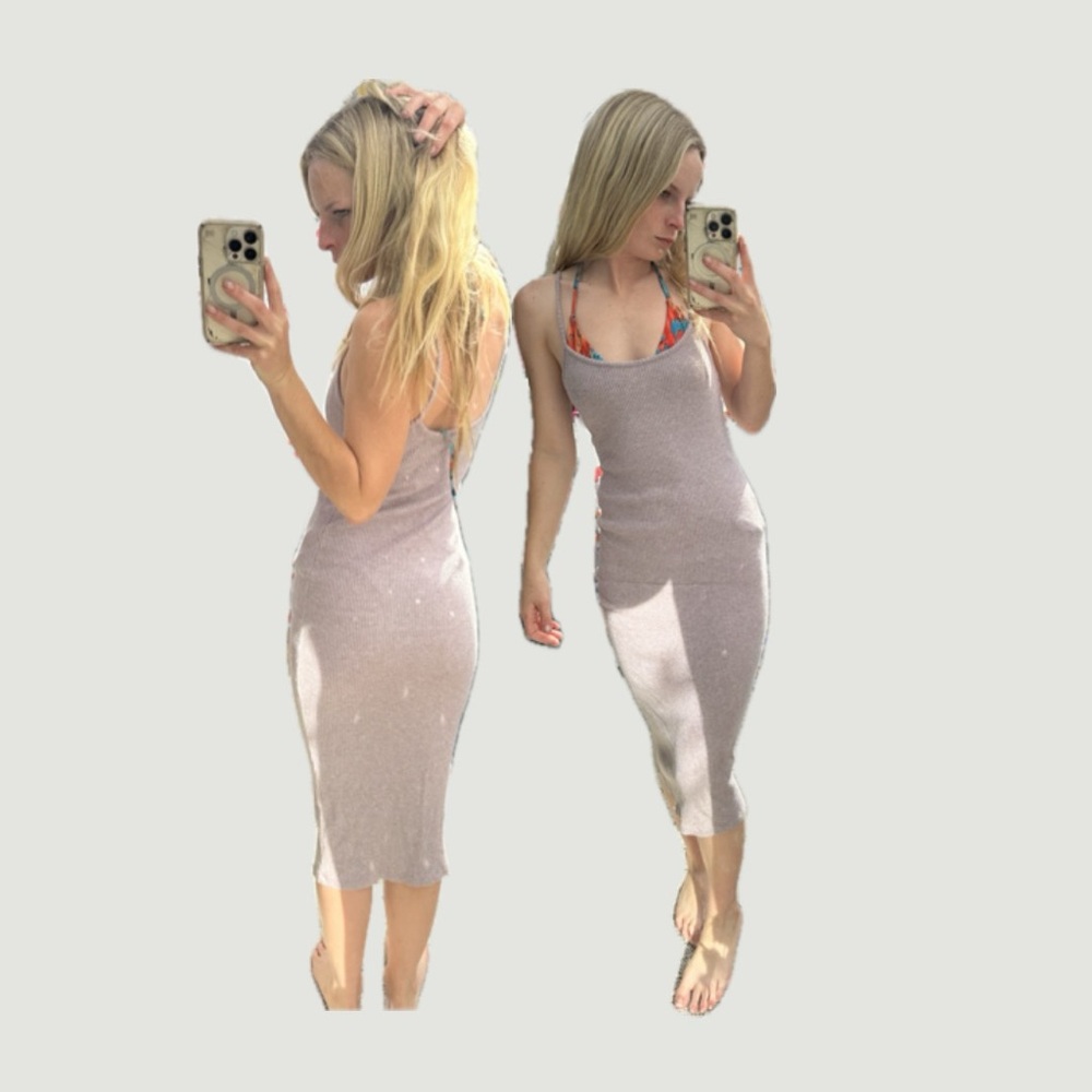 wild fable Mauve Ribbed Midi Dress